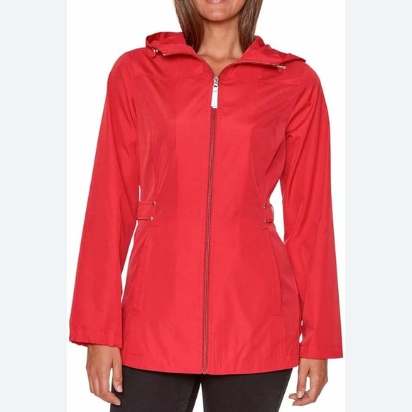 Jones New York NWT Ladies Rain Jacket, Sangria/True Red, Size L - Picture 1 of 10